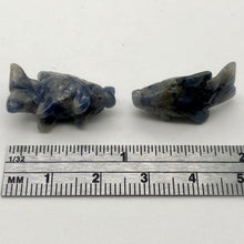 Load image into Gallery viewer, Swimming 2 Hand Carved Sodalite Koi Fish Beads | 23x11x5mm | Blue white