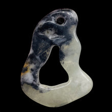 Load image into Gallery viewer, Serpentine New Jade 14g Irregular Loop Pendant Bead | 54x40x5mm | Gray, White |