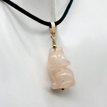 Load image into Gallery viewer, Rose Quartz Wolf Pendant Necklace | Semi Precious Stone Jewelry | 14k Pendant