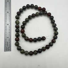 Load image into Gallery viewer, Dragon Blood or Bloodstone Round Bead Strand | 8mm | Green. Red | 48 Beads |