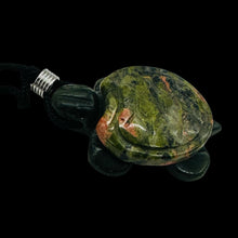 Load image into Gallery viewer, Unakite Stone Turtle Pendant Necklace | 3/4' Long | Green, Pink | 1 Pendant |
