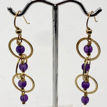 Load image into Gallery viewer, Amethyst 14K Gold Filled Exotic Drop Earrings | Purple/Gold | 2 1/4" Long |
