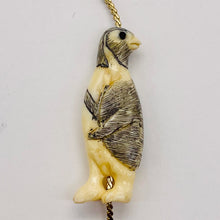 Load image into Gallery viewer, Etched Carved Penguin Pendant Bead | 33x13x6mm | White Black | 1 Bead |