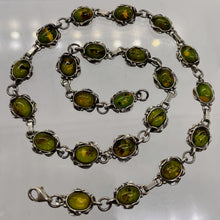 Load image into Gallery viewer, Amber Sterling Silver Bezel Set 8x6mm Stone Necklace| 16"| Green, Yellow Purple|