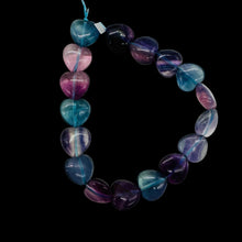 Load image into Gallery viewer, Fluorite Half Strand Round Heart Beads | 7" Long | Blue. Purple. Pink| 17 Beads|