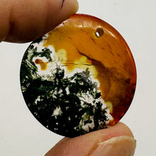 Load image into Gallery viewer, Limbcast Moss Agate Disc Pendant Bead | 34x2mm | Orange, White | 1 Bead |