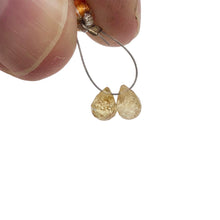 Load image into Gallery viewer, 2 Natural Imperial Topaz Faceted Briolette Beads, 6x4mm, Pink/Yellow 3295B