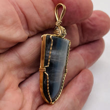 Load image into Gallery viewer, Labradorite Fiery 14K Gold Wire Wrap 35x20mm Stone Pendant | 2 1/4" Long| Green|