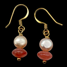 Load image into Gallery viewer, Gem Quality Rhodochrosite Pearl Drop Golden French Wire Earrings