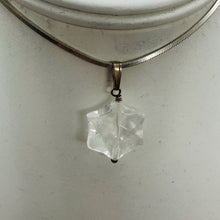 Load image into Gallery viewer, Hand Carved Clear Quartz Star Pendant Sterling Silver Crystal Necklace 1in