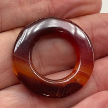 Load image into Gallery viewer, Carnelian Agate Picture Frame Circle | 31x5mm | Dark Orange White | 1 Bead |