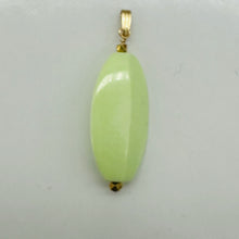 Load image into Gallery viewer, Chrysoprase Ridged Marquise Yellow Gold Pendant | 1 3/4' Long | Lemon Green |