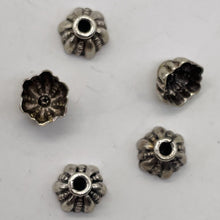 Load image into Gallery viewer, Adorable 5 Sea Urchin Sterling Silver Bali Bead Caps (1.7G) 1049