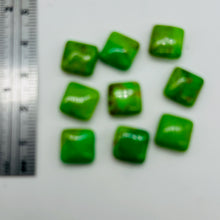 Load image into Gallery viewer, Turquoise AAA Square Bead Parcel | 10x10x5mm | Green, Gold, Brown | 9 Beads |