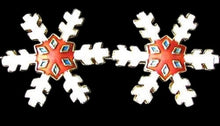 Load image into Gallery viewer, 2 Peach Cloisonne Snowflake Centerpiece 30x27x4mm Beads 8638A