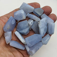 Load image into Gallery viewer, Drusy Blue Chalcedony 100g Quadrilateral Strand| 35x22 to 22x19mm | Blue, White|