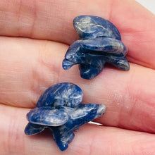 Load image into Gallery viewer, 2 Soaring Carved Sodalite Eagle Beads | 18x18x7mm | Blue white