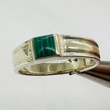 Load image into Gallery viewer, Green Malachite Square Sterling Silver Ring Size 6 Natural Gemstone Jewelry