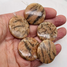 Load image into Gallery viewer, Feldspar Coin Bead Strand | 35x6mm | 11 Beads | Tan Black Red |