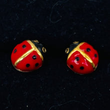 Load image into Gallery viewer, Fashion Lady Bug Oval Post Earrings | 7/8" | Red Black | 1 Pair |
