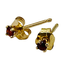 Load image into Gallery viewer, Garnet 14K Gold 2mm Stud Round Earrings } 2mm | Red | 1 Pair }