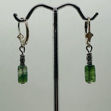 Load image into Gallery viewer, Moss Agate Cube Bead Sterling Silver Earrings | 1 1/4" long | Green, Clear |