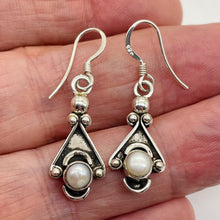 Load image into Gallery viewer, Fresh Water Pearl Sterling Silver Drop Earrings | 1 1/4&quot; Long | White | 1 Pair |
