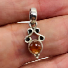 Load image into Gallery viewer, Amber Sterling Silver Bezel Set Pendant | 3/4" Long | Amber | 1 Pendant |