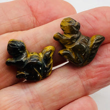 Load image into Gallery viewer, Nuts 2 Hand Carved Animal Tigereye Squirrel Beads | 22x15x10mm | Golden Brown