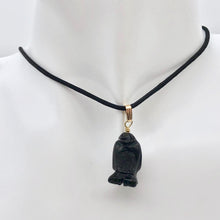 Load image into Gallery viewer, Obsidian Penguin Pendant Necklace | Semi Precious Stone Jewelry | 14K Pendant