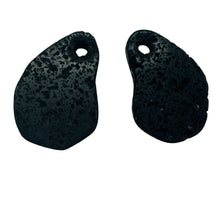 Load image into Gallery viewer, Lava Stone Carved Teardrop Pendant Beads | 48x34x7mm | Black | 2 Beads |