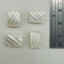 Load image into Gallery viewer, 4 White Mother of Pearl Carved Rectangle Beads 4363