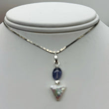 Load image into Gallery viewer, Iolite and Pearl Sterling Silver Pendant |1 3/8" Long| Purple, White| 1 Pendant|