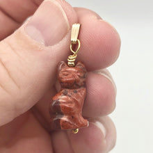 Load image into Gallery viewer, Jasper Kitty Cat Pendant Necklace|Semi Precious Stone Jewelry|14K Pendant
