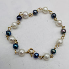 Load image into Gallery viewer, Peacock/Cream Fresh Water Pearl 14Kgf Bracelet 400005