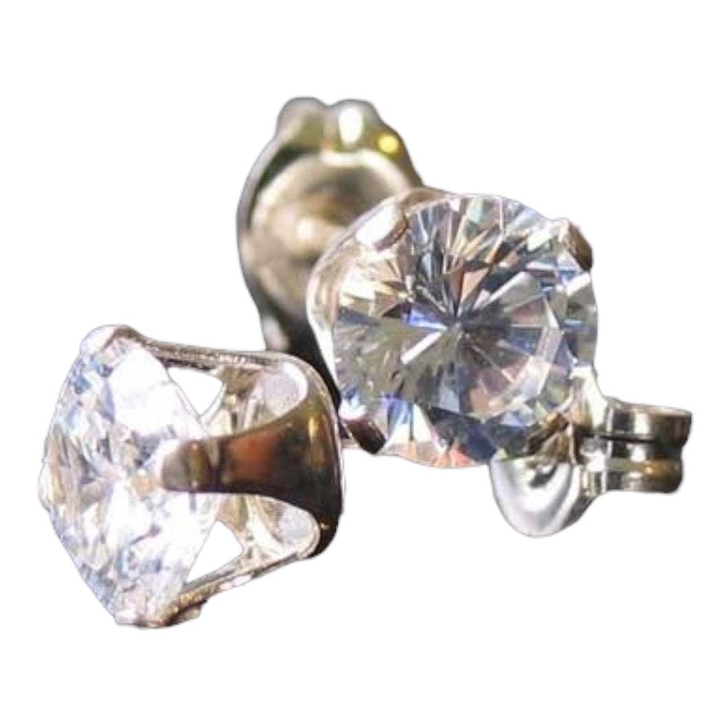 April BirtHStone Shine! 6mm Cubic Zircon & Silver Earrings 10150D