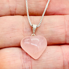 Load image into Gallery viewer, Rose Quartz Heart with Sterling Silver 18&quot; Box Necklace | 7/8&quot; Long | Pink |
