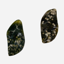 Load image into Gallery viewer, 2 Druzy Speckeled Ocean Jasper Wavy Pendant Beads 6857B