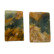 Load image into Gallery viewer, Jade Flowering Flat Rectangle Beads| 31x20x6mm | Pinkish brown green | 2 Beads|