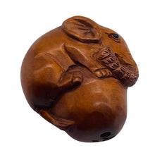 Load image into Gallery viewer, Carved & Signed Boxwood Circus Elephant Ojime/Netsuke Bead | 23x22x15mm | Brown