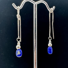 Load image into Gallery viewer, Lapis Sterling Silver Threader Earrings | 3 1/2" Long | Blue | 1 Pair |