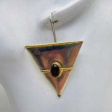Load image into Gallery viewer, Garnet Sterling Silver Triangle Earrings | 2" Long | Red Silver | 1 Pair |