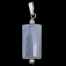 Load image into Gallery viewer, Natural Blue Chalcedony Rectangle Stardust Sterling Silver | 1.5" Long | Pendant