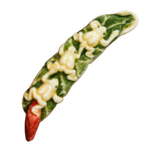 Load image into Gallery viewer, Hand Carved Frogs On Lotus Leaf Pendant Bead | 3" Long| Green, Red, Cream |