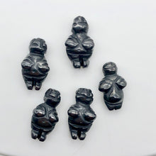 Load image into Gallery viewer, 2 Carved Hematite Goddess of Willendorf Beads | 20x9x7mm | Silver black
