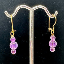 Load image into Gallery viewer, Amethyst 14K Gold Filled Exotic Drop Earrings | Purple/Gold | 2 1/4" Long |