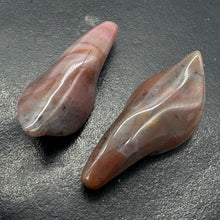 Load image into Gallery viewer, Fancy Jasper Lily Carved Flower Beads | 35x16x12mm | Pink, Burgundy | 2 Beads |