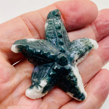 Load image into Gallery viewer, Tree Agate Carved Starfish Pendant Bead | 60x57x12mm | Green White | 1 Bead |