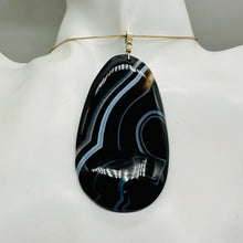 Load image into Gallery viewer, Stunning! Black and White Sardonyx 14Kgf Wire Wrap Pendant | 2 3/4 Inch Long |