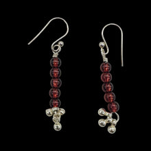 Load image into Gallery viewer, Champagne Garnet AAA 4mm Round Bead Dangle Earrings | 2" Long | Red |